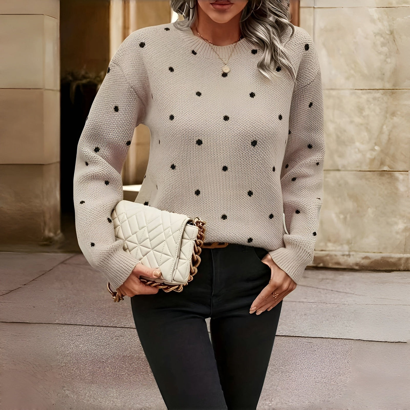Adèle™ | Pull tricoté à pois
