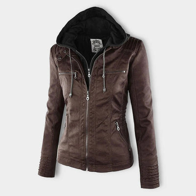 Juliette™ | Veste en cuir élégante à capuche