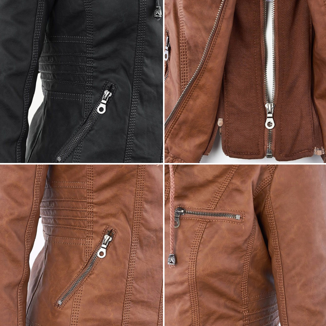 Juliette™ | Veste en cuir élégante à capuche