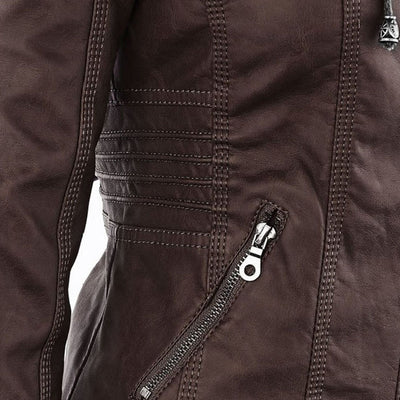 Juliette™ | Veste en cuir élégante à capuche