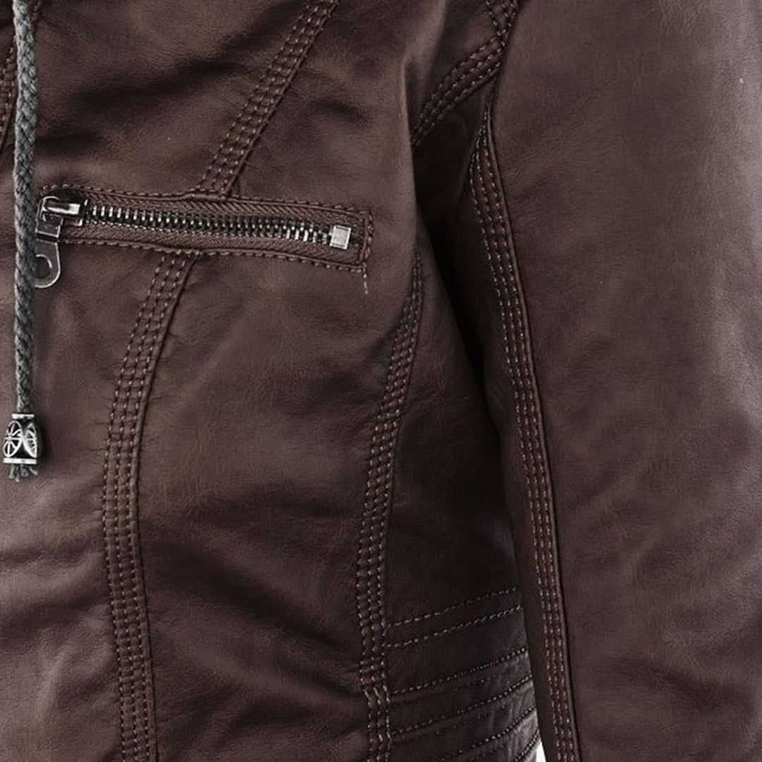 Juliette™ | Veste en cuir élégante à capuche