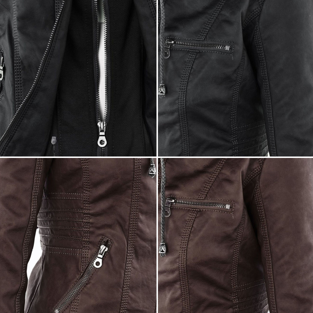 Juliette™ | Veste en cuir élégante à capuche