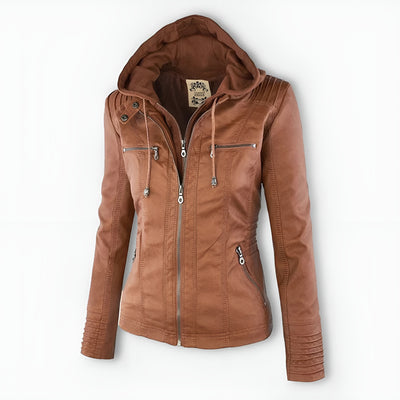 Juliette™ | Veste en cuir élégante à capuche