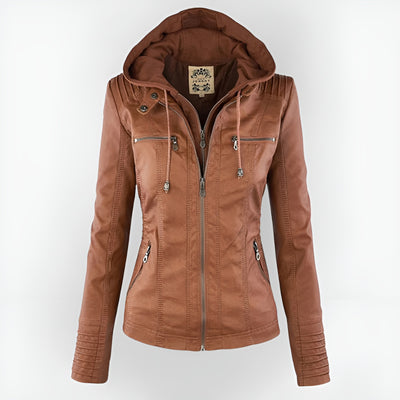 Juliette™ | Veste en cuir élégante à capuche